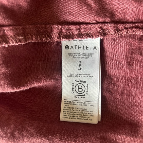 Athleta Women's Sleeveless Midi Dress Tawny Rose Baja Linen Sz S Athleisure - Picture 9 of 10